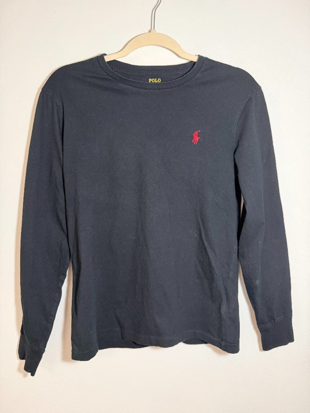 Polo Ralph Lauren Navy Long Sleeve Tee Red Pony Old Money Minimalist Size S